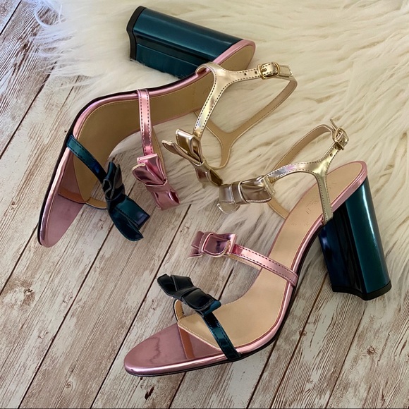 J. Crew | Shoes | J Crew Metallic Stella Bow Heels | Poshmark
